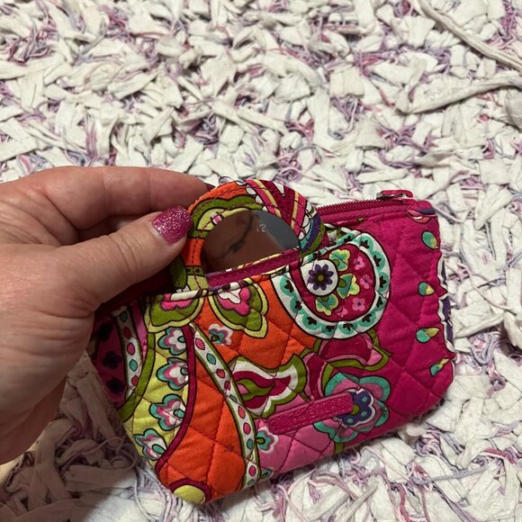 Vera Bradley Bag Wallet Cosmetic Case With Mirror Attached Pink Pattern Like New - Picture 9 of 10